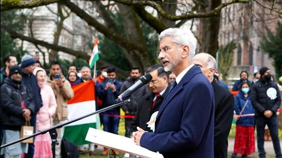External affairs minister S Jaishankar addresses a meeting with Indian community, in Munich on Sunday. (ANI)