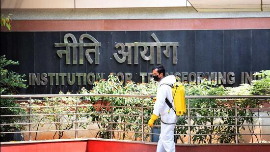 NITI Aayog building in New Delhi. (Hindustan Times)