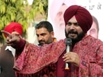 PPCC Chief Navjot Singh Sidhu at a public meeting ahead of the Assembly elections, in Amritsar.(ANI) PPCC Chief Navjot Singh Sidhu at a public meeting ahead of the Assembly elections, in Amritsar.(ANI)