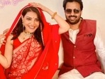 Kajal Aggarwal with husband Gautam Kitchlu at her baby shower. Kajal Aggarwal with husband Gautam Kitchlu at her baby shower.