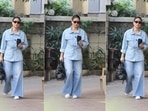 Actor Kareena Kapoor was spotted in Bandra wearing a pair of denim flared jeans.