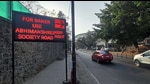 Digital signboard of diversion towards Abhimanshree society on Pashan road. (HT PHOTO)