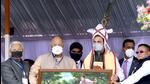 Congress leader Rahul Gandhi being felicitated by party leaders with a Kokyet (Hat), Langyan and a portrait at a public meeting ahead of the Manipur assembly elections, in Imphal on Monday. (ANI) Congress leader Rahul Gandhi being felicitated by party leaders with a Kokyet (Hat), Langyan and a portrait at a public meeting ahead of the Manipur assembly elections, in Imphal on Monday. (ANI)