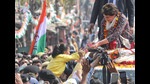Priyanka Gandhi , AICC general secretary during a road show, in Lucknow, on Monday. (Deepak Gupta/HT PHOTO) Priyanka Gandhi , AICC general secretary during a road show, in Lucknow, on Monday. (Deepak Gupta/HT PHOTO)