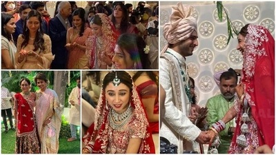 Tina Ambani and Anil Ambani's elder son Anmol Ambani exchanged wedding vows with Khrisha Shah in a grand celebration in Mumbai on February 20. Ambani’s family friend and popular socialite Pinky Reddy shared a glimpse of the fairytale wedding on her Instagram handle. (Instagram) Tina Ambani and Anil Ambani's elder son Anmol Ambani exchanged wedding vows with Khrisha Shah in a grand celebration in Mumbai on February 20. Ambani’s family friend and popular socialite Pinky Reddy shared a glimpse of the fairytale wedding on her Instagram handle. (Instagram)
