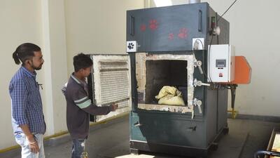 Ghaziabad, India - February 21: A view inside the first crematorium for dogs, near Nandi Park, in Ghaziabad, India, on Monday, February 21, 2022. (Photo by Sakib Ali /Hindustan Times) Ghaziabad, India - February 21: A view inside the first crematorium for dogs, near Nandi Park, in Ghaziabad, India, on Monday, February 21, 2022. (Photo by Sakib Ali /Hindustan Times)