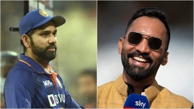 Dinesh Karthik (R) and Rohit Sharma (PTI/Twitter) Dinesh Karthik (R) and Rohit Sharma (PTI/Twitter)