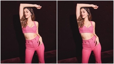 Ananya played muse to the fashion designer house Prabal Gurung and picked a pink co-ord set for the pictures. (Instagram/@ananyapanday)