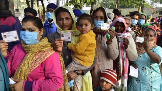 As per the data of the Election Commission of India (ECI), the Balachaur segment of SBS Nagar recorded the highest number of women voter turnout with 77.28% for the Punjab assembly polls. There are 23 assembly constituencies in four districts of the Doaba region, including eight reserved seats. (HT File Photo)