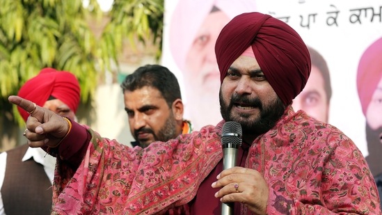 PPCC Chief Navjot Singh Sidhu at a public meeting ahead of the Assembly elections, in Amritsar.