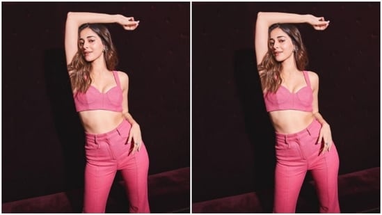 Ananya played muse to the fashion designer house Prabal Gurung and picked a pink co-ord set for the pictures.(Instagram/@ananyapanday)