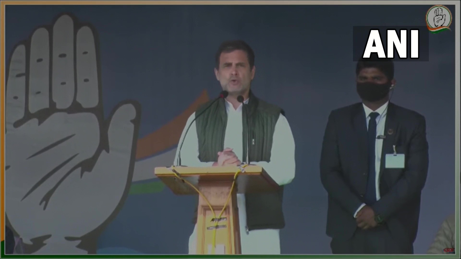 Congress leader Rahul Gandhi addresses an election rally in Imphal. (ANI Twitter)