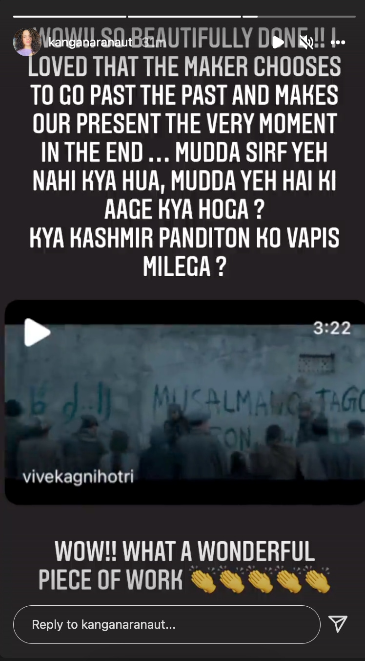 Kangana Ranaut's Instagram Story. Kangana Ranaut's Instagram Story.