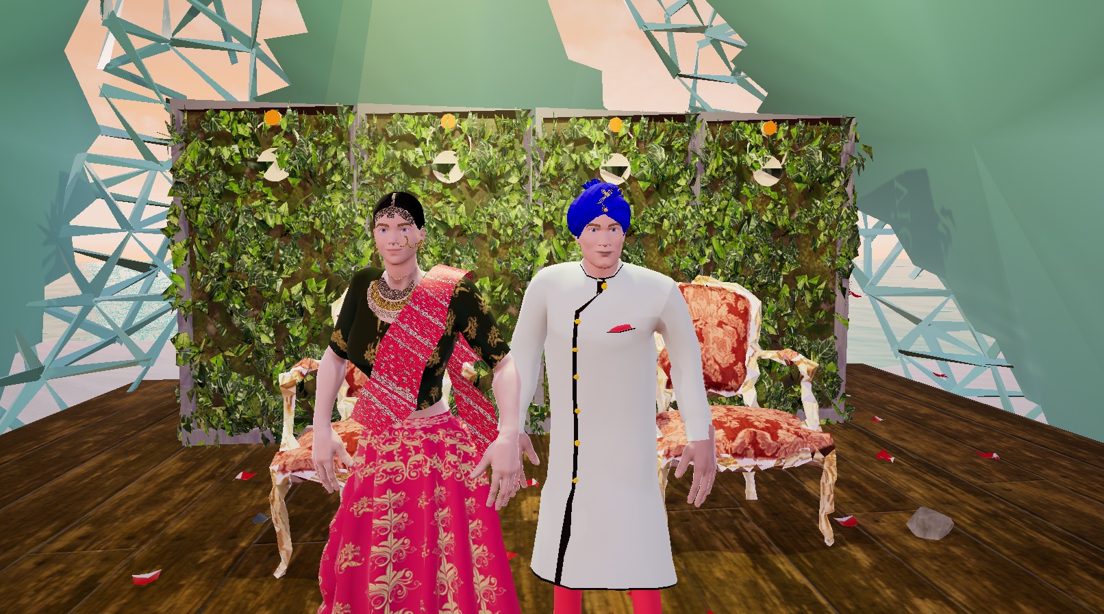 Metaverse weddings include a virtual venue designed by a virtual space designer