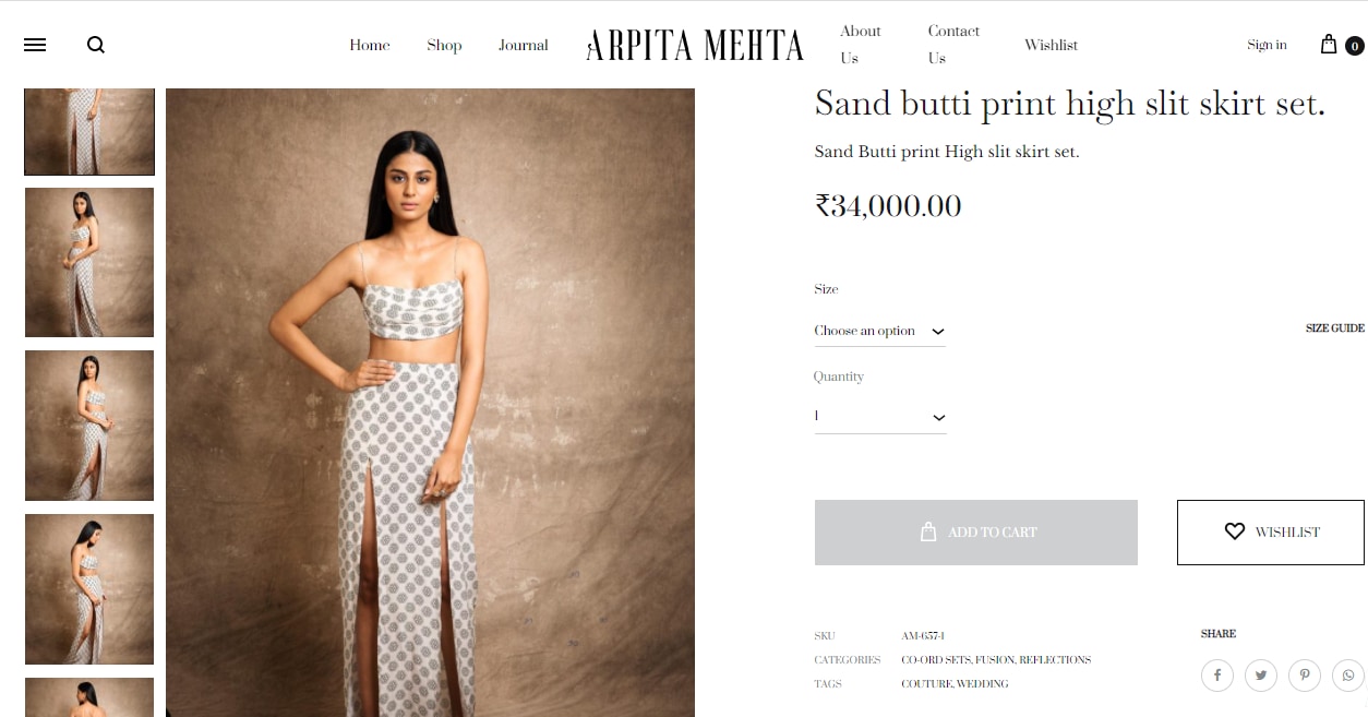 Tara Sutaria's skirt set from Arpita Mehta &nbsp;(arpitamehtaofficial.com)