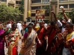 DMK supporters celebrate the party's win in the urban local body elections, at the party headquarters, in Chennai on Tuesday. (ANI) DMK supporters celebrate the party's win in the urban local body elections, at the party headquarters, in Chennai on Tuesday. (ANI)