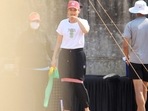 Anushka Sharma training in the nets for Chakda Xpress on Tuesday. (Photo: Varinder Chawla)