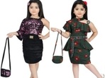 Little girls look rather cute in dresses with matching handbags.