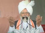 Prime Minister Narendra Modi addresses a rally in Heingang in poll-bound Manipur(Twitter/BJP) Prime Minister Narendra Modi addresses a rally in Heingang in poll-bound Manipur(Twitter/BJP)