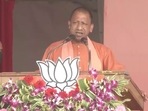 Uttar Pradesh chief minister Yogi Adityanath addressing a rally in Bahraich district of Uttar Pradesh(Twitter/ANI)