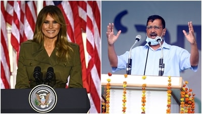 Delhi chief minister Arvind Kejriwal said former US First Lady Melania Trump was impressed by the school built under the Delhi government (HT photo, AFP)