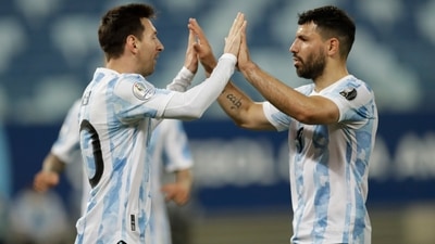 Lionel Messi celebrates after scoring a goal with Sergio Aguero (AP/File Photo) Lionel Messi celebrates after scoring a goal with Sergio Aguero (AP/File Photo)