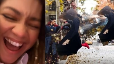 Zendaya shared her reaction to a meme on her tripping and falling. Zendaya shared her reaction to a meme on her tripping and falling.