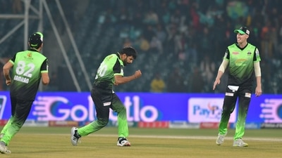 Haris Rauf dismissed Mohammad Haris off the fifth ball of the second over of the Zalmi innings.&nbsp; (Lahore Qalandars)