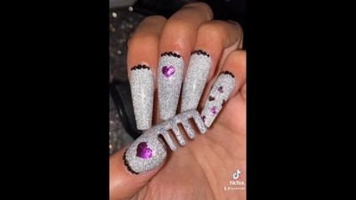 Screengrab from the Instagram video that shows the miniature nail art comb. (instagram/@ilysmnails) Screengrab from the Instagram video that shows the miniature nail art comb. (instagram/@ilysmnails)