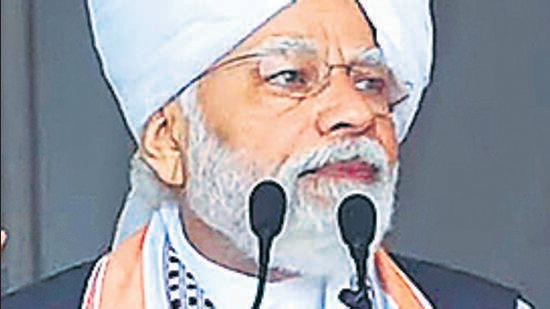 Imphal, Feb 22 (ANI): Prime Minister Narendra Modi addresses public rally ahead of Manipur Assembly elections, at Luwangpokpa Cricket Stadium in Imphal on Tuesday. (ANI Photo) (ANI) Imphal, Feb 22 (ANI): Prime Minister Narendra Modi addresses public rally ahead of Manipur Assembly elections, at Luwangpokpa Cricket Stadium in Imphal on Tuesday. (ANI Photo) (ANI)