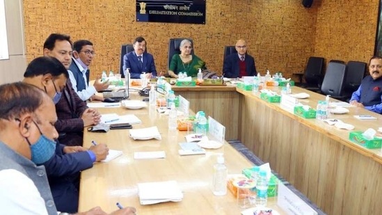 A file photo of delimitation commission meeting in New Delhi(ANI Photo)