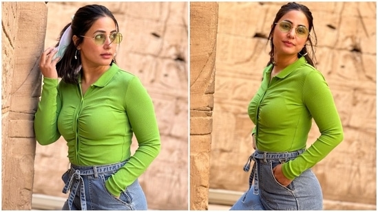 On Monday, Hina took to Instagram to post several photos of herself visiting a historical site in Egypt and captioned the post, "You are strong [green heart emoji]." The pictures show Hina posing around the monument and looking stunning as ever. She also served retro vibes in the ensemble she donned for the outing. If you need tips for your next holiday, this is it.(Instagram/@realhinakhan)