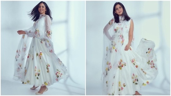 Isha Ambani in a floral anarkali. (Instagram/@picchika) Isha Ambani in a floral anarkali. (Instagram/@picchika)
