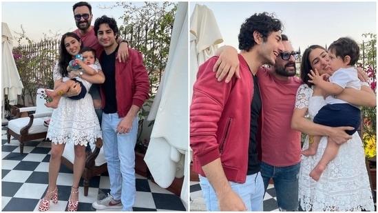 Sara Ali Khan with Saif Ali Khan, Jeh and Ibrahim