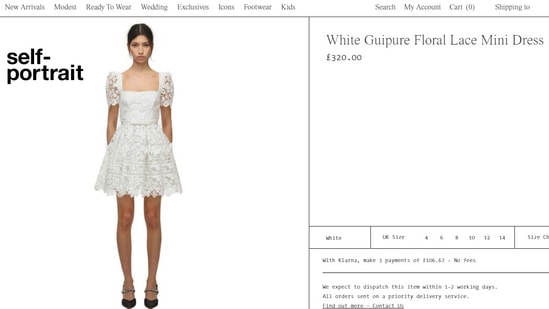 The White Guipure Floral Lace Mini Dress(self-portrait-studio.com)