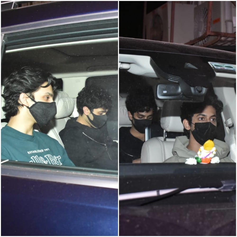Agastya was seen seated inside a car with his friends.