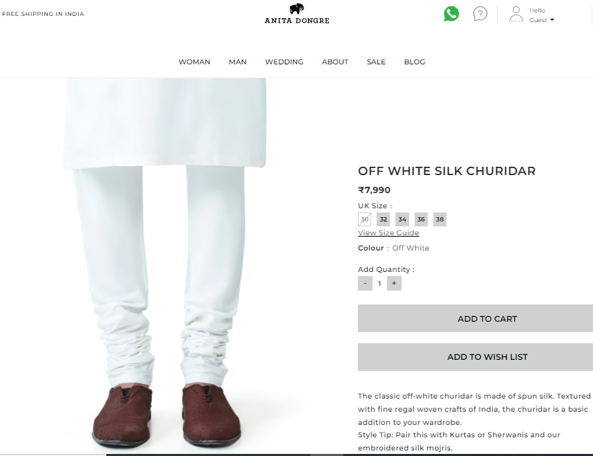 Hrithik Roshan's churidaar from Anita Dongre&nbsp; (anitadongre.com)