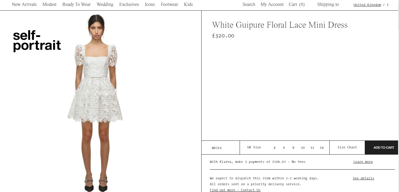 The White Guipure Floral Lace Mini Dress (self-portrait-studio.com)
