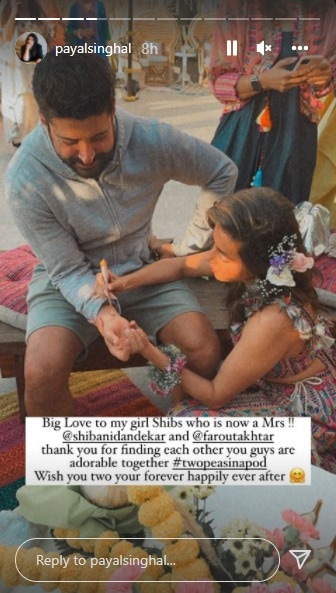 Shibani and Farhan at their mehendi ceremony.