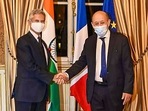 External Affairs Minister S Jaishankar with French Foreign Minister Jean-Yves Le Drian, during a meeting in Paris. External Affairs Minister S Jaishankar with French Foreign Minister Jean-Yves Le Drian, during a meeting in Paris.