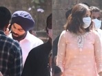 Virat Kohli and Anushka Sharma at an ad shoot in Mumbai on Wednesday.