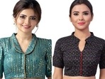 A blouse with collar can add fun and variety to your saree's look.&nbsp;