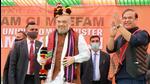 Union home minister Amit Shah addressed a public meeting at the Churachandpur district headquarters, 65 km south of Imphal, during his maiden visit to the poll-bound state after the election dates were announced last month. (ANI) Union home minister Amit Shah addressed a public meeting at the Churachandpur district headquarters, 65 km south of Imphal, during his maiden visit to the poll-bound state after the election dates were announced last month. (ANI)
