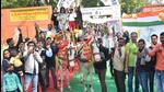 Some voters arrive in a horse drawn cart near a polling booth in Gomti Nagar, Lucknow. (Deepak Gupta/HT Photo)