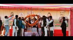 Bhupesh Baghel addressing a public meeting in Pratapgarh on Wednesday. (HT Photo)