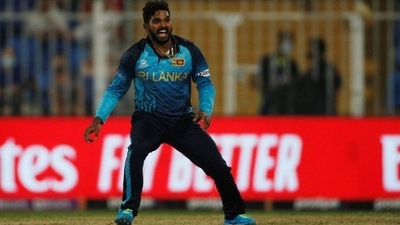 Sri Lanka's Wanindu Hasaranga de Silva celebrates after taking a wicket (REUTERS/File Photo)