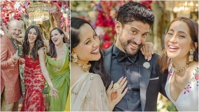 Here Shibani Dandekar clicks a happy photo with her friends as Farhan strikes a goofy pose with his sister-in-laws Anusha Dandekar and Apeksha Dandekar. (Instagram/@faroutakhtar, @shibanidandekar) Here Shibani Dandekar clicks a happy photo with her friends as Farhan strikes a goofy pose with his sister-in-laws Anusha Dandekar and Apeksha Dandekar. (Instagram/@faroutakhtar, @shibanidandekar)