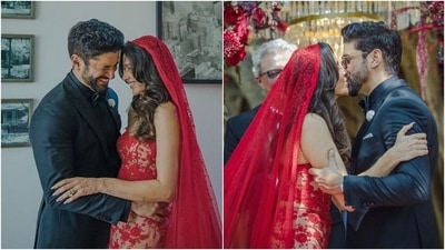 On Wednesday, Farhan and Shibani took to Instagram to share pictures from their wedding. Shibani called the festivities one of the 'most magical days of her life'. Farhan captioned his post, "A few days ago, Shibani Dandekar and I celebrated our union and we are deeply grateful to all those who did respect our need for privacy on the day. The celebration however, is incomplete without sharing some precious moments with you and seeking your blessings as we begin our journey across the skies of time, together. With love from us to you." (Instagram/@faroutakhtar, @shibanidandekar) On Wednesday, Farhan and Shibani took to Instagram to share pictures from their wedding. Shibani called the festivities one of the 'most magical days of her life'. Farhan captioned his post, "A few days ago, Shibani Dandekar and I celebrated our union and we are deeply grateful to all those who did respect our need for privacy on the day. The celebration however, is incomplete without sharing some precious moments with you and seeking your blessings as we begin our journey across the skies of time, together. With love from us to you." (Instagram/@faroutakhtar, @shibanidandekar)