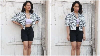 On Wednesday, February 23, shutterbugs clicked Masaba outside the Mehboob Studio in Bandra, Mumbai. She looked like a million bucks as always in the outfit she chose for the outing. She mixed comfy and chic vibes for her look, perfect for enjoying a casual day outing or a brunch date with friends. Keep scrolling to see all the photos. (HT Photo/Varinder Chawla) On Wednesday, February 23, shutterbugs clicked Masaba outside the Mehboob Studio in Bandra, Mumbai. She looked like a million bucks as always in the outfit she chose for the outing. She mixed comfy and chic vibes for her look, perfect for enjoying a casual day outing or a brunch date with friends. Keep scrolling to see all the photos. (HT Photo/Varinder Chawla)