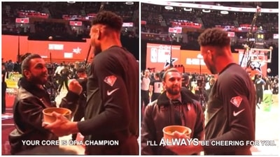 Ranveer Singh shared a video of his interaction with basketball player Giannis Antetokounmpo. Ranveer Singh shared a video of his interaction with basketball player Giannis Antetokounmpo.
